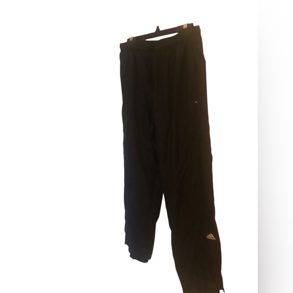 Track Pants Adidas Black Windbreaker Flannel lined Joggers large
